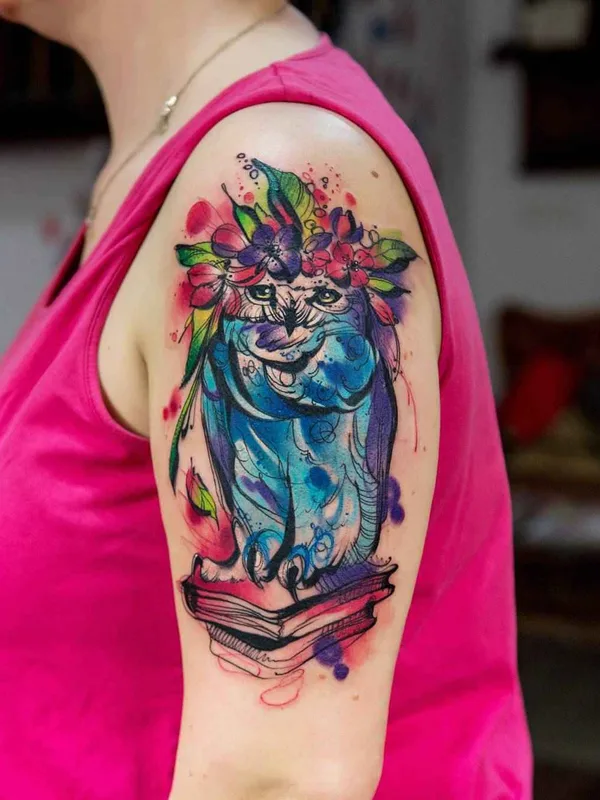 female color watercolor Tatuaggio su upper arm #17787 | Tatuatore Kateryna Zelenska