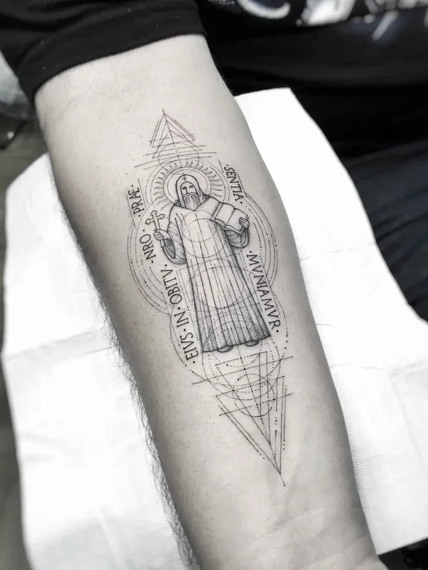 black and grey geometric Tatuaggio su forearm #17442 | Tatuatore William Marin