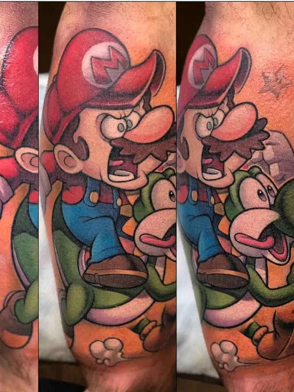color cartoon tatuaje en calf #17777 | Tatuador Thom Bulman