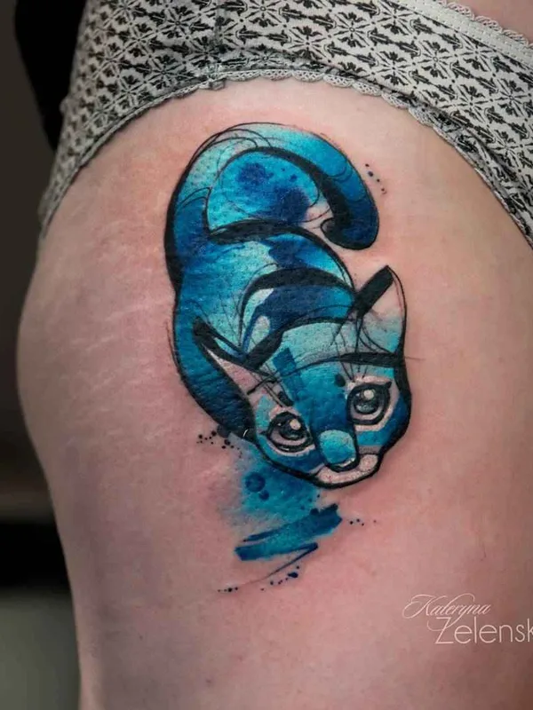 female color watercolor Tatuaggio su thigh #17789 | Tatuatore Kateryna Zelenska