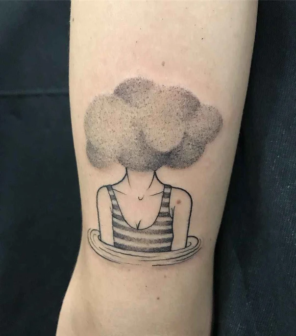 Linework Cloud, Figure tattoo on Forearm