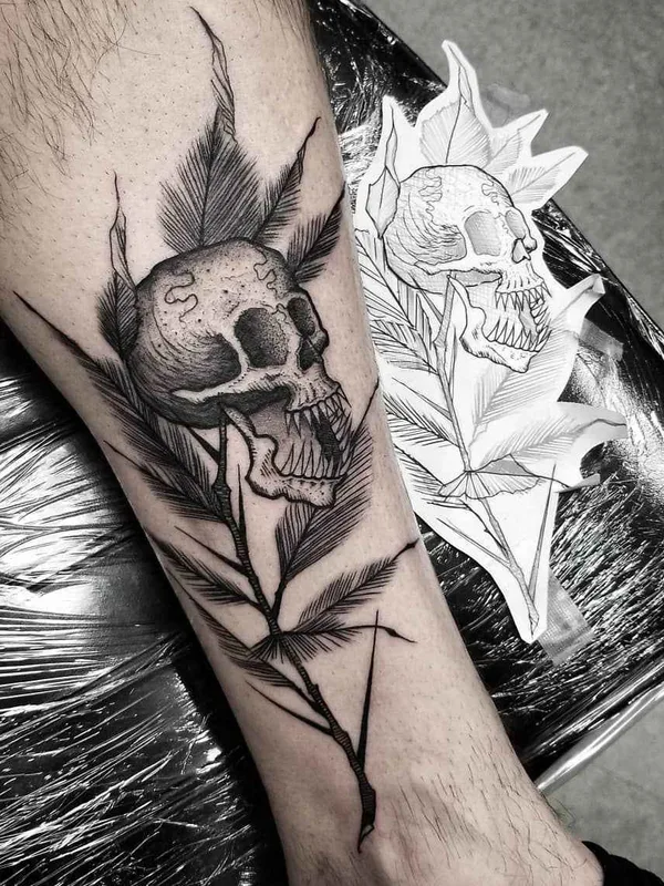black and grey blackwork tattoo on forearm #17340 | Tattoo Artist Thomas Eckeard