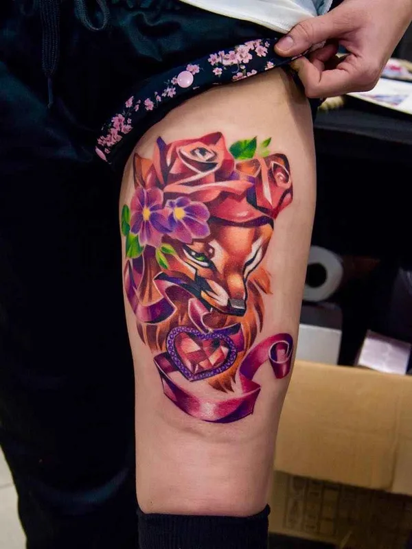 color illustrative Tatuaggio su thigh #17793 | Tatuatore Kateryna Zelenska