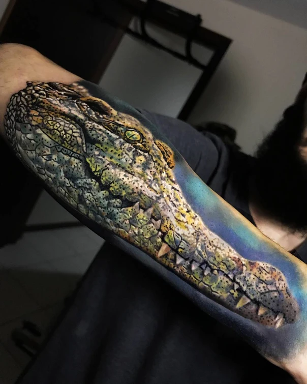 Realism Crocodile tattoo on Forearm