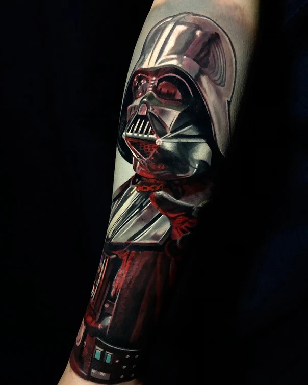 Realism Darth vader, Star wars tattoo on Forearm