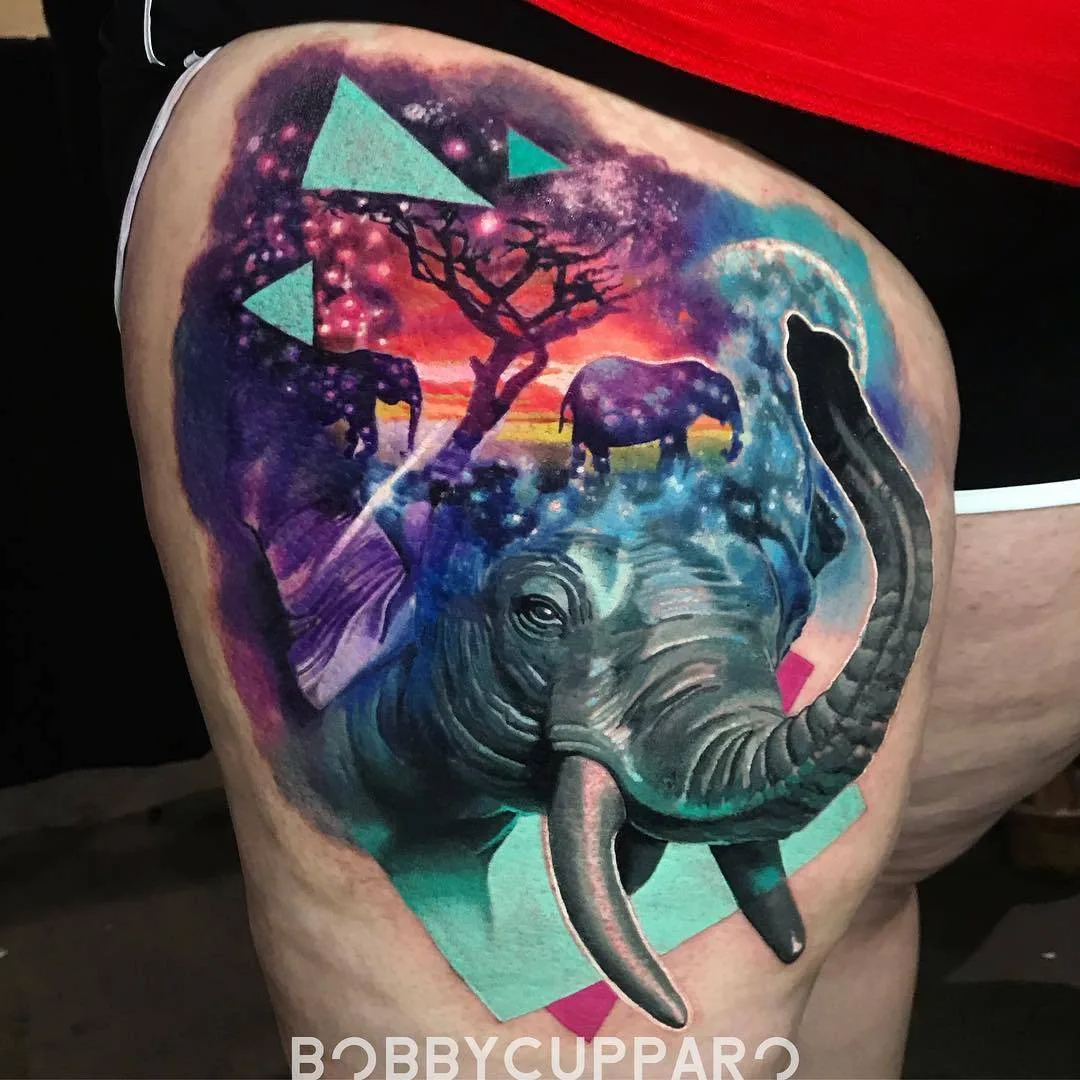 Tattoo artist Bobby Cupparo, color authors abstract realistic tattoo | New York, USA