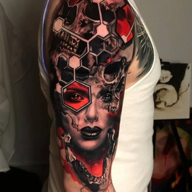 Tattoo artist Bobby Cupparo, color authors abstract realistic tattoo | New York, USA