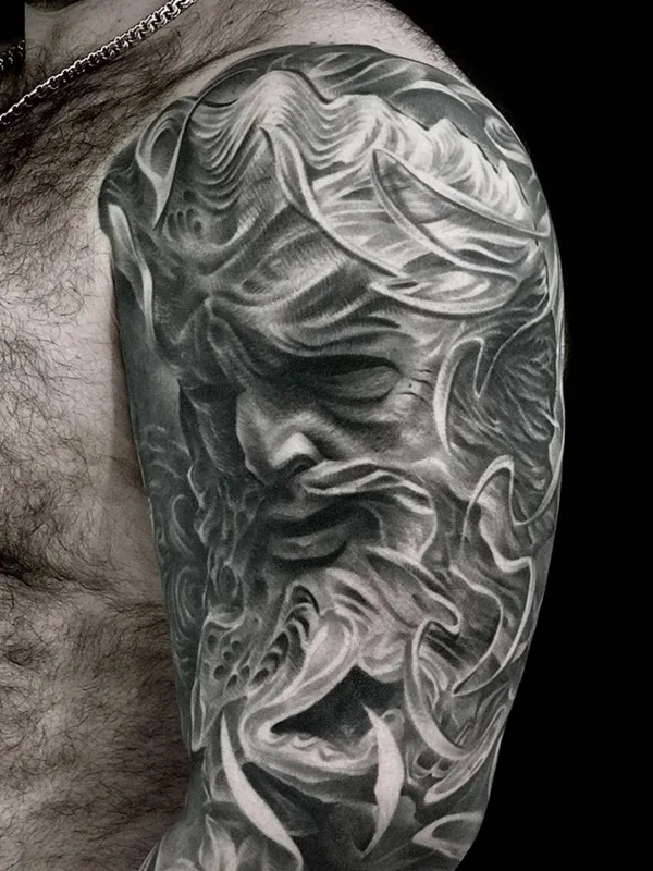 male black and grey realism Tatuagem em full sleeve #28904 | Tatuador Denis Pokazanoff
