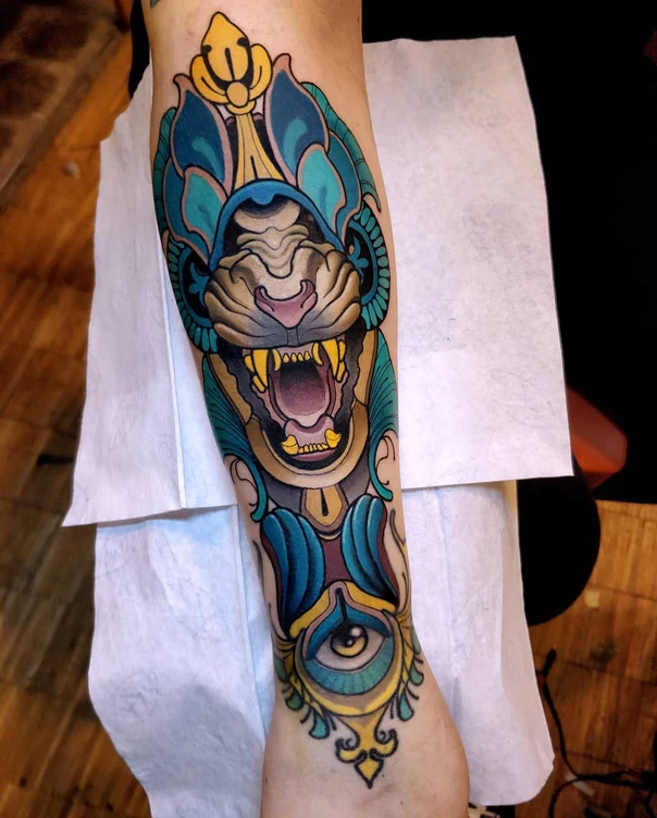 Neo Traditional Animal, Eye tattoo on Forearm