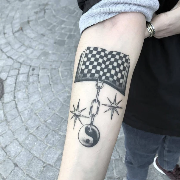 Blackwork Book, Yin yang tattoo on Forearm