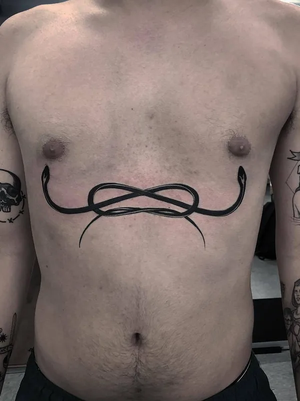 male black linework Tatuaggio su chest #29068 | Tatuatore Jose Mendonza