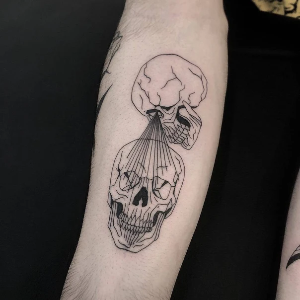 Linework Skull tattoo on Forearm