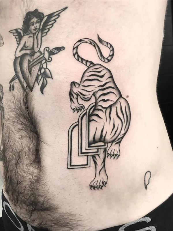male black blackwork Tatuaggio su stomach #29058 | Tatuatore Jose Mendonza