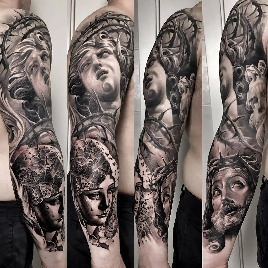 Artista de tatuagem Ivano Natale, tatuagem de portrétio black e grey realista | Itália