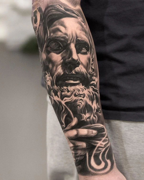Realism Portrait, Figure tattoo on Forearm