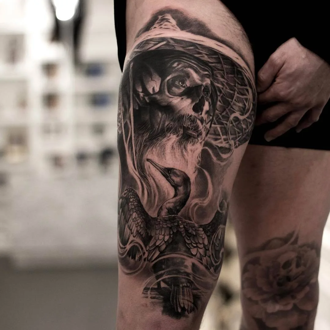 Artista de tatuagem Ivano Natale, tatuagem de portrétio black e grey realista | Itália