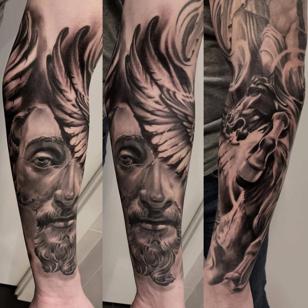 Artista de tatuagem Ivano Natale, tatuagem de portrétio black e grey realista | Itália
