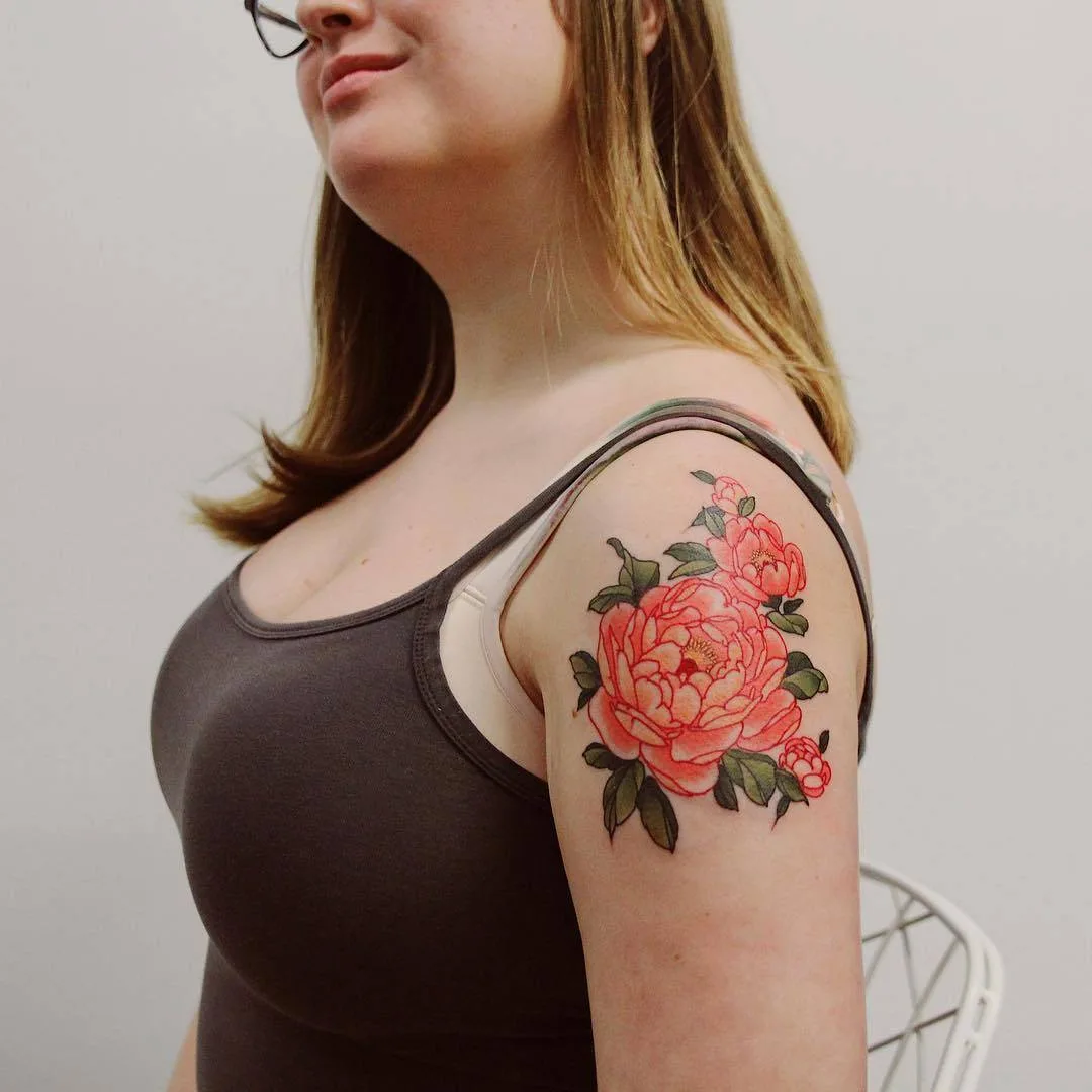 Tattoo artist Yuuz - color floral oriental tattoo. Guest of the 10th International Moscow Tattoo Convention | Korea, Seoul