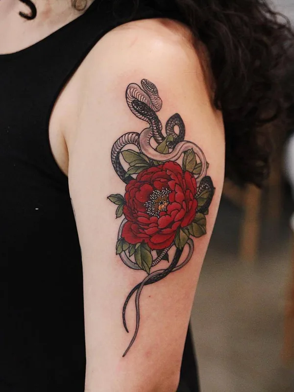 female color neo traditional tattoo on upper arm #29147 | Tattoo Artist Yuuz