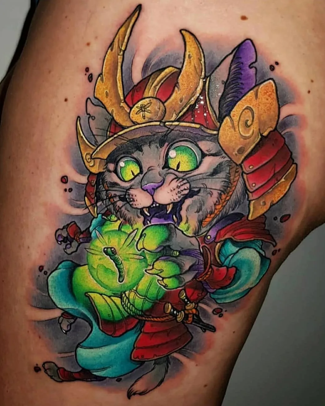 Tattoo artist Toni Angar, bright color crazy new school tattoo | Spain
