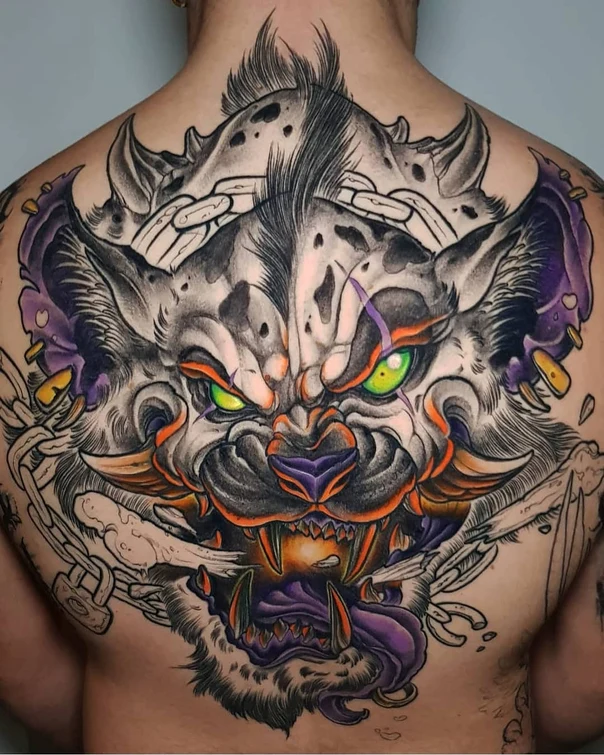 Neo Traditional Animal, Monster tattoo on Full Back
