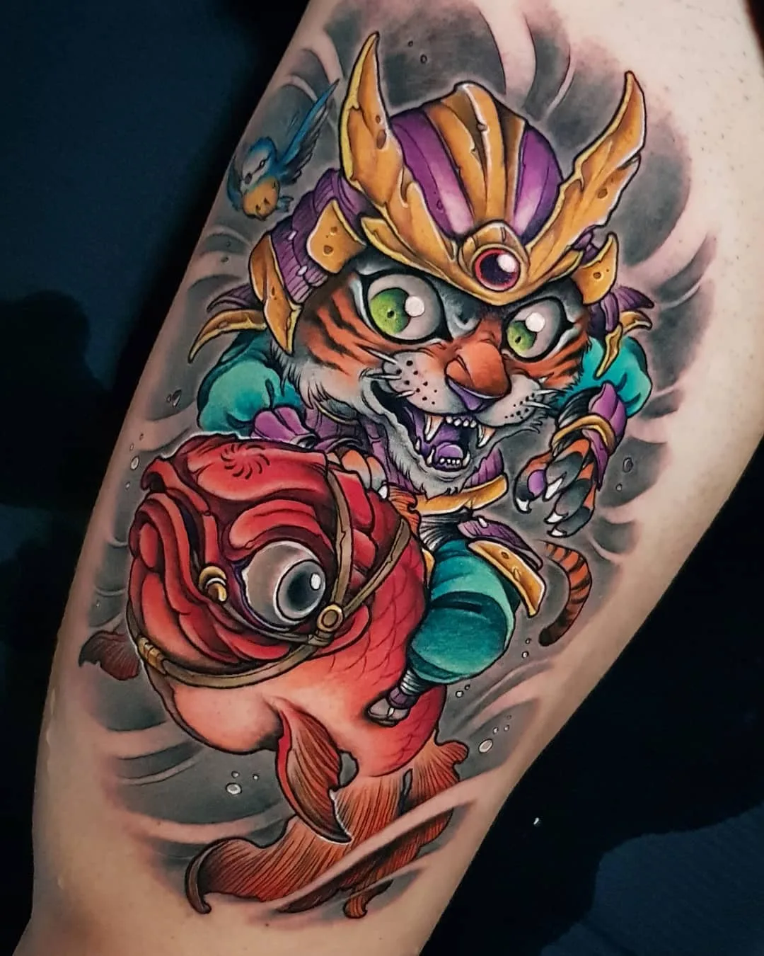 Tattoo artist Toni Angar, bright color crazy new school tattoo | Spain