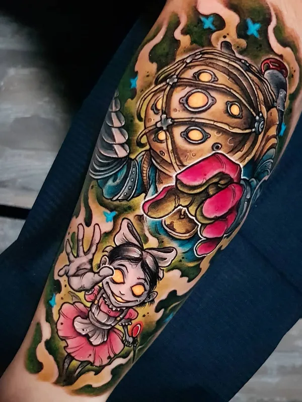color new school Tatuagem em forearm #29193 | Tatuador Toni Angar