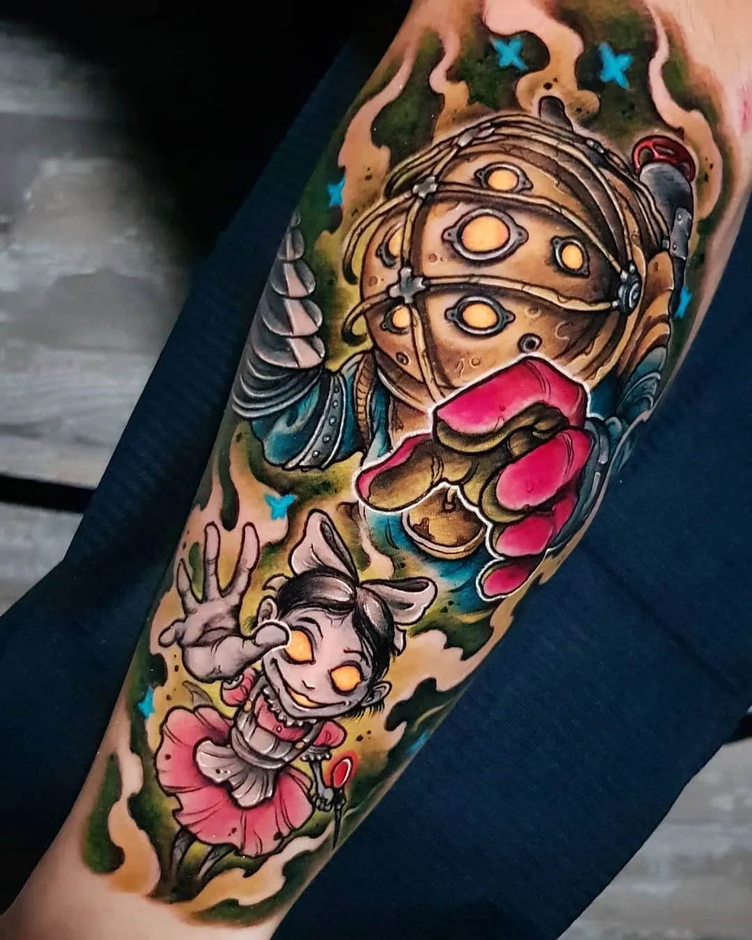 Tattoo artist Toni Angar, bright color crazy new school tattoo | Spain
