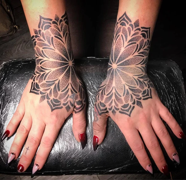 Ornamental Mandala, Floral tattoo on Hand