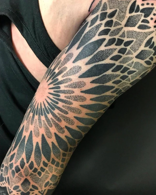 Dotwork Geometric, Mandala tattoo on Forearm