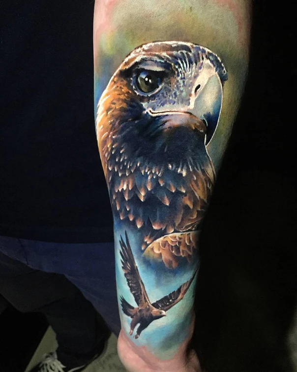 Realism Eagle, Bird tattoo on Forearm