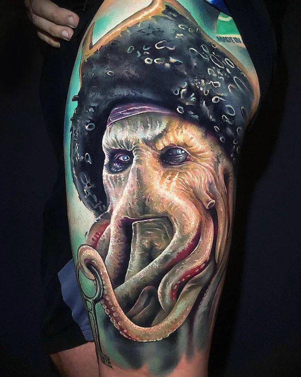 Realism Character, Octopus tattoo on Thigh