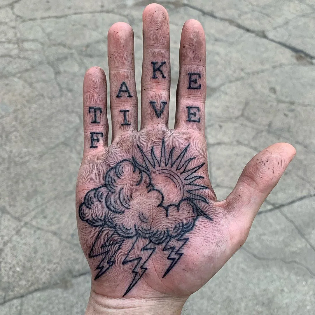 Palm tattoo, tattoo artist Luke.A.Ashley, black tattoo | London, United Kingdom