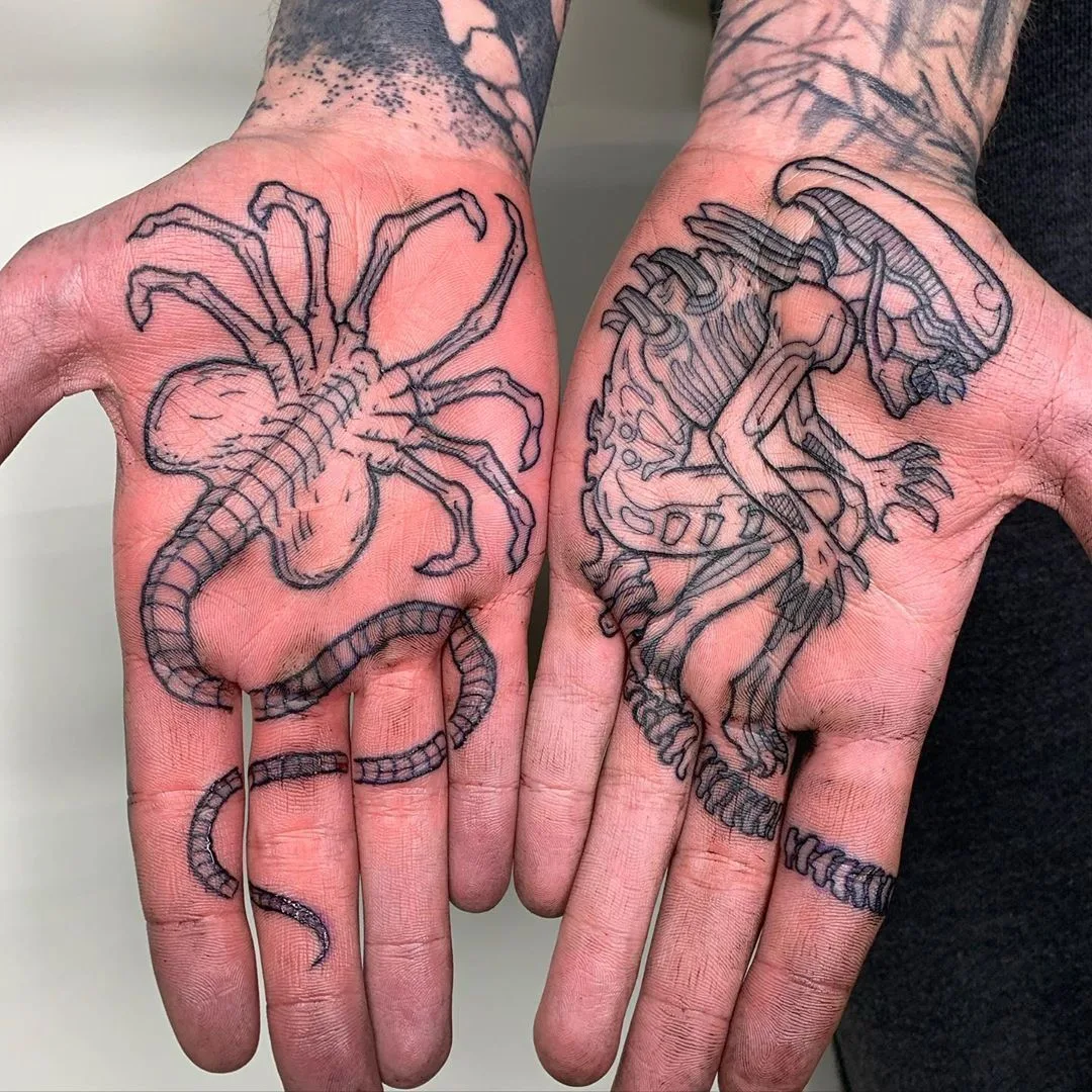 Palm tattoo, tattoo artist Luke.A.Ashley, black tattoo | London, United Kingdom