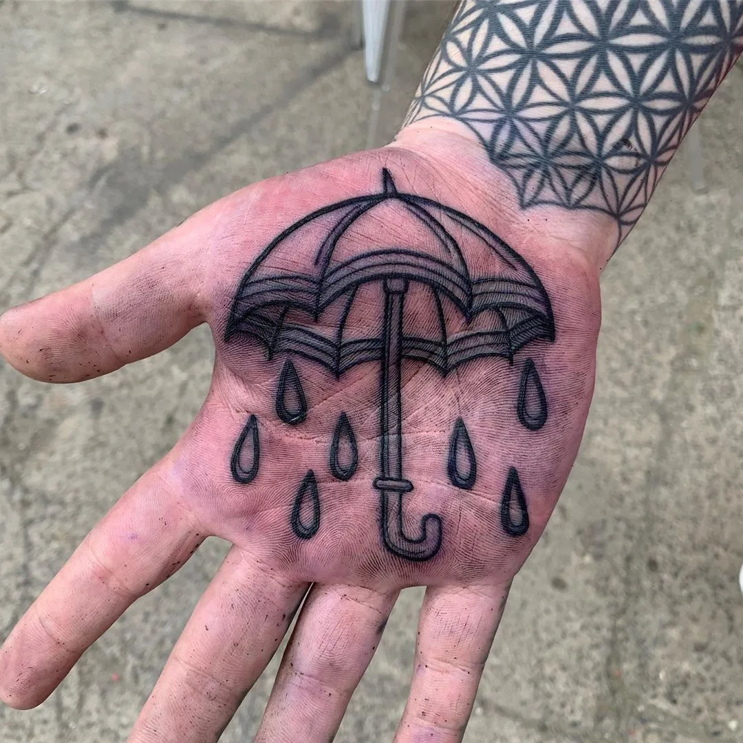 Palm tattoo, tattoo artist Luke.A.Ashley, black tattoo | London, United Kingdom