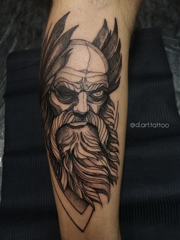 black blackwork tattoo on calf #35508 | Tattoo Artist Дмитрий D.Art