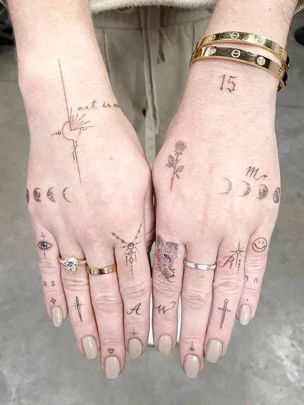 female black and grey fineline tattoo on hand #38777 | Tattoo Artist MR.K / Sanghyuk Ko