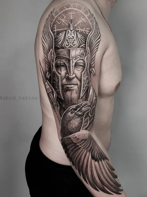 male black and grey black and grey Tatuaggio su full sleeve #38794 | Tatuatore Anzhelika Steele
