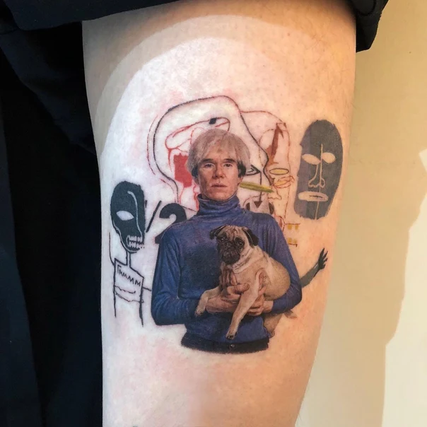 Realism Portrait, Dog tattoo on Thigh
