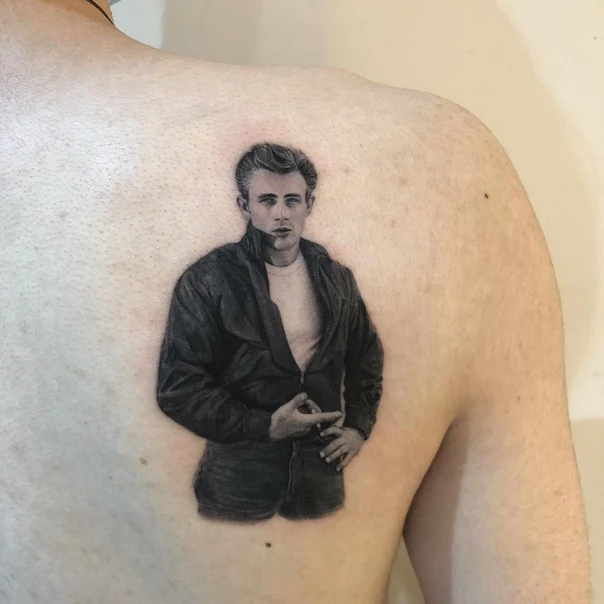 Realism Portrait tattoo on Upper Back