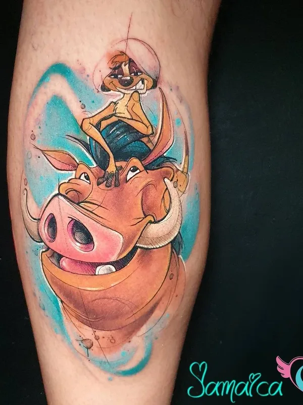 color watercolor Tatuaggio su calf #38913 | Tatuatore Jamaica Corridori