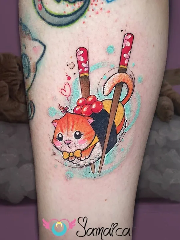 color cartoon Tatuaggio su calf #38910 | Tatuatore Jamaica Corridori