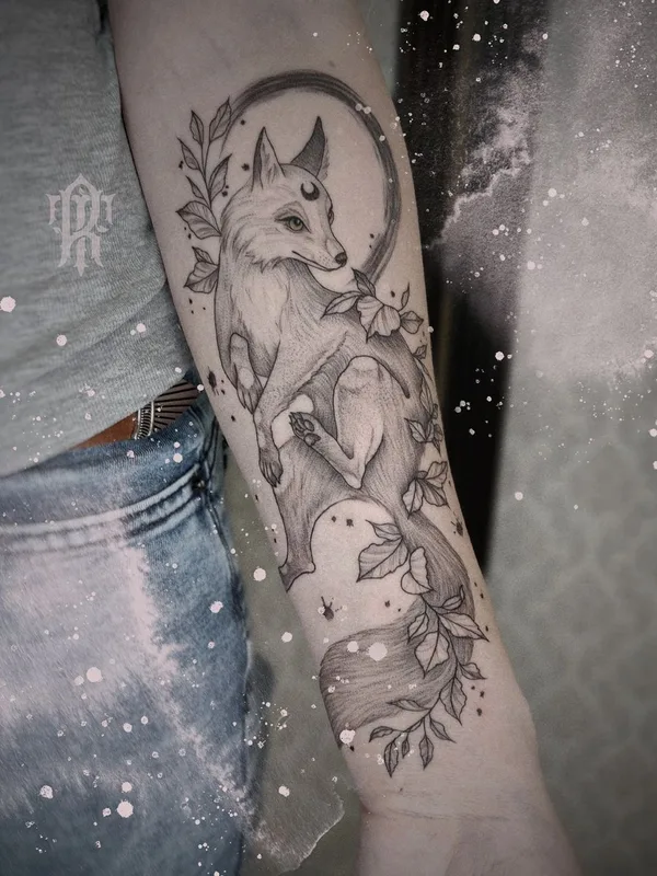 black and grey illustrative tatuaje en forearm #38942 | Tatuador Наталья Потапова