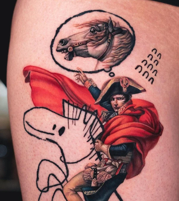 Realism Historical, Horse tattoo on Thigh