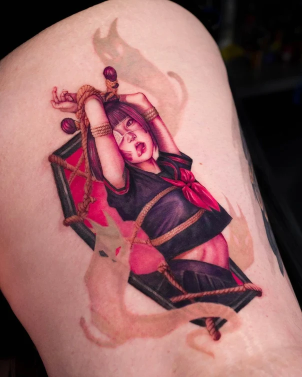 Illustrative Figure, Rope tattoo on Thigh