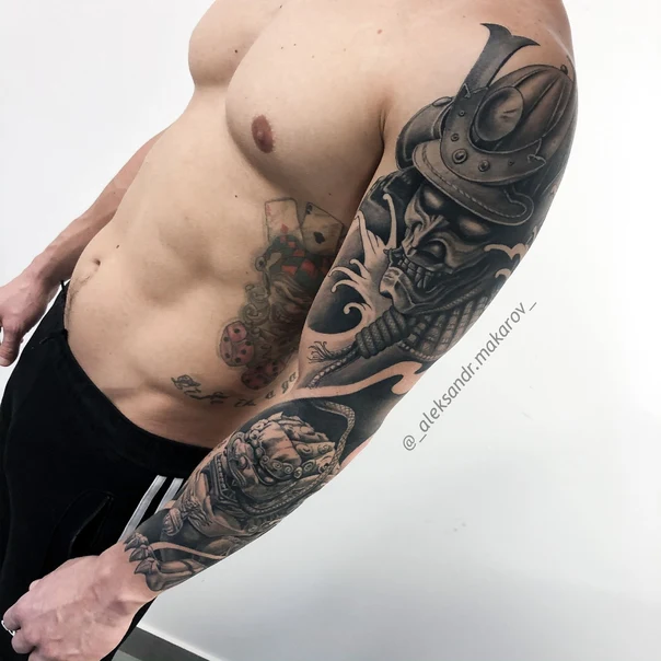 Japanese Samurai, Demon tattoo on Full Sleeve