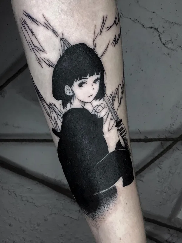 black anime Tatuaggio su forearm #52860 | Tatuatore Станислав @andron_tatt