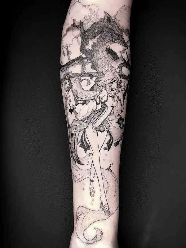 black anime Tatuaggio su forearm #52866 | Tatuatore Станислав @andron_tatt