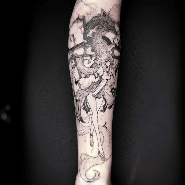 Аниме Anime character, Clouds tattoo на Предплечье