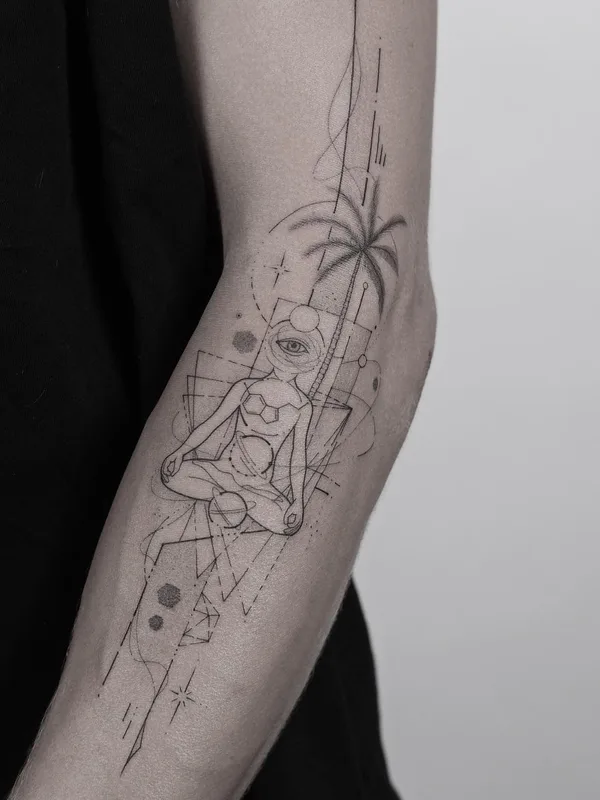 black linework татуировка на forearm #52984 | Тату мастер Миша Нечаев